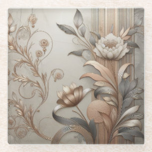 Posavasos De Vidrio Art Deco: Elegantes botánicas y lujo geométrico