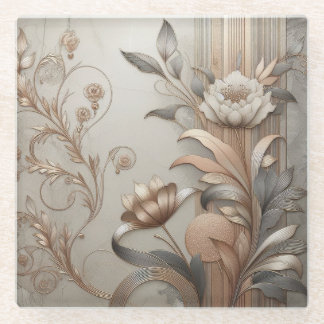 Posavasos De Vidrio Art Deco: Elegantes botánicas y lujo geométrico