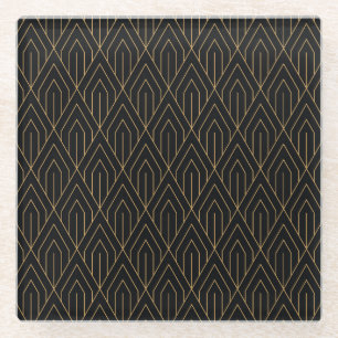 Posavasos De Vidrio Art Deco: fondo geométrico vintage.