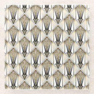 Posavasos De Vidrio Art Déco, motivo de oro de lujo