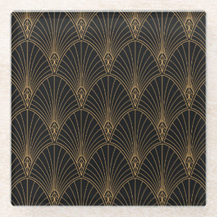 Posavasos De Vidrio Art deco: patrón geométrico clásico.