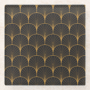 Posavasos De Vidrio Art Deco, Patrón Geométrico Vintage.