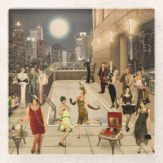 Posavasos De Vidrio Art Déco Skyline (Anverso)