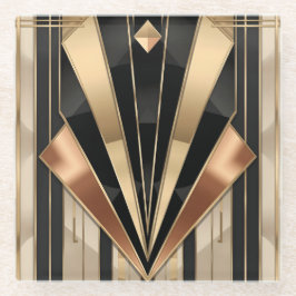 Posavasos De Vidrio Art Deco Sunburst Geometric Luxury Design