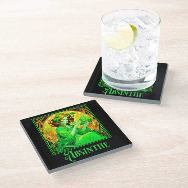 Posavasos De Vidrio Art Nouveau Absinthe (Angular)