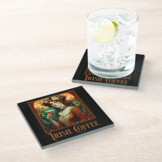 Posavasos De Vidrio Art Nouveau del café irlandés