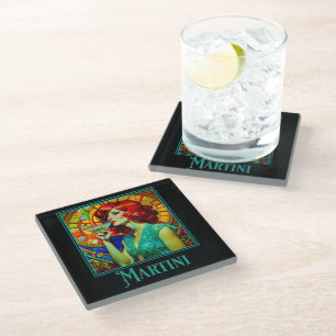 Posavasos De Vidrio Art Nouveau Martini