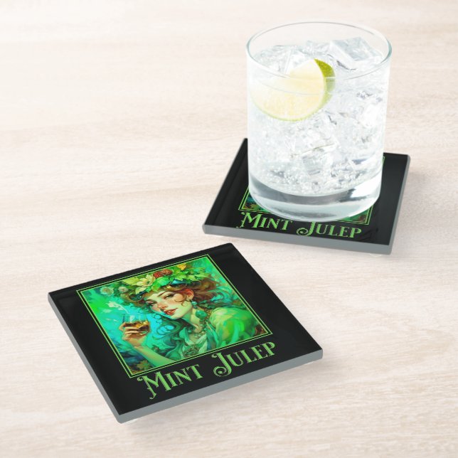 Posavasos De Vidrio Art Nouveau Mint Julep (Angular)