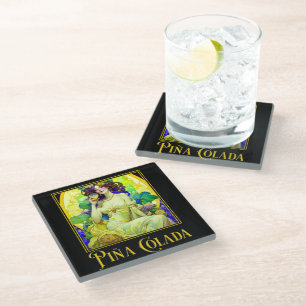Posavasos De Vidrio Art Nouveau Pina Colada