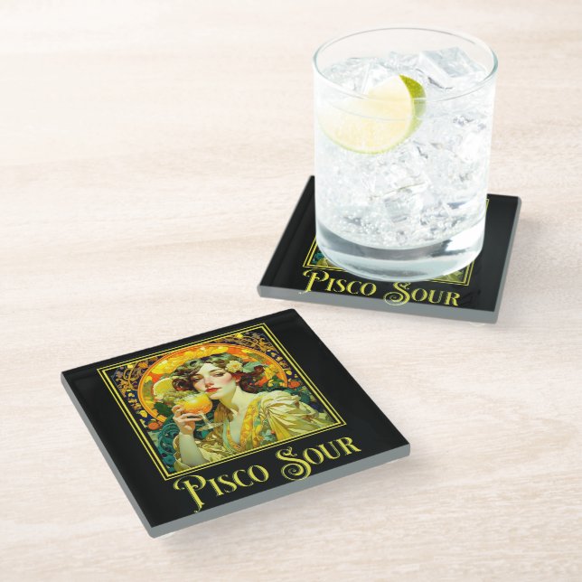 Posavasos De Vidrio Art Nouveau Pisco Sour (Angular)