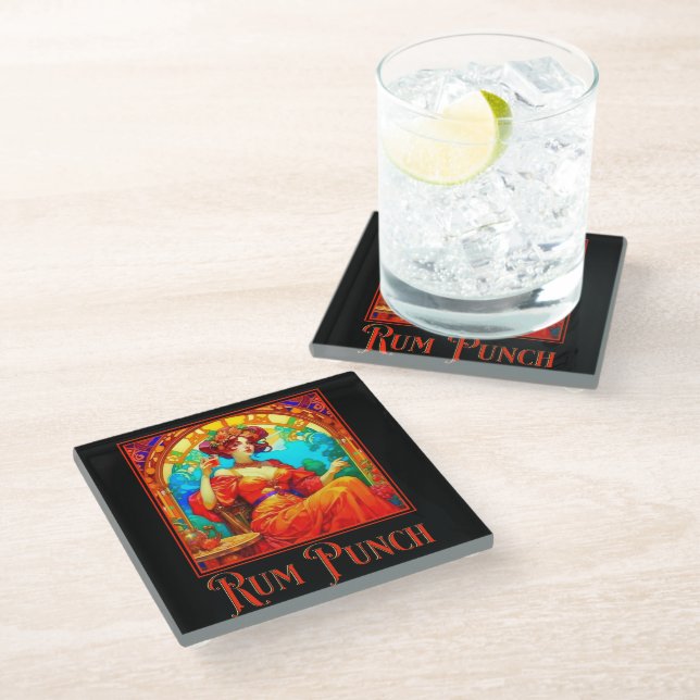 Posavasos De Vidrio Art Nouveau Rum Punch (Angular)