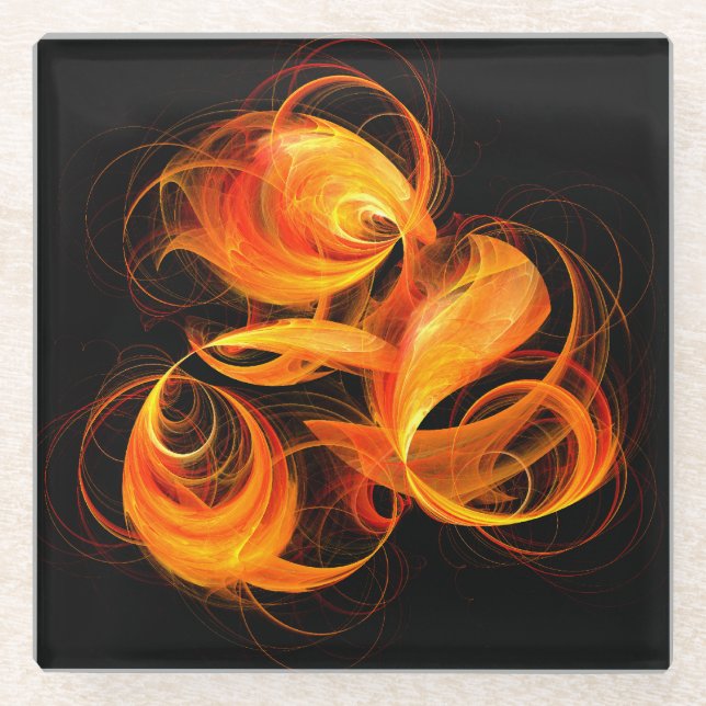 Posavasos De Vidrio Arte abstracto de bola de fuego (Anverso)