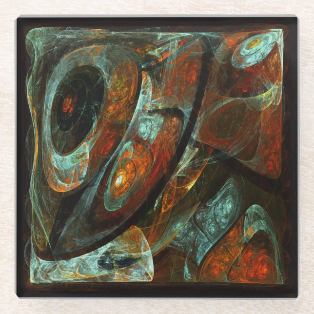 Posavasos De Vidrio Arte abstracto de división de tiempo (Anverso)