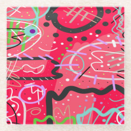 Posavasos De Vidrio Arte abstracto en rojo