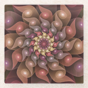 Posavasos De Vidrio Arte abstracto fractal moderno surrealista brillan