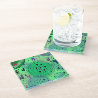 Posavasos De Vidrio Arte abstracto: Fruta Kiwi Verde