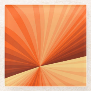 Posavasos De Vidrio Arte abstracto moderno naranja rojo vainilla fract