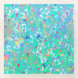 Posavasos De Vidrio Arte abstracto: pequeñas criaturas marinas 
