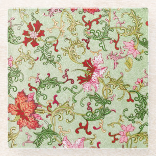 Posavasos De Vidrio Arte Antiguo Chinoiserie Floral Chino Nouveau