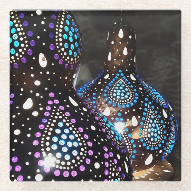 Posavasos De Vidrio Arte artesanal Gourd linternas turcas Arte acrílic (Anverso)