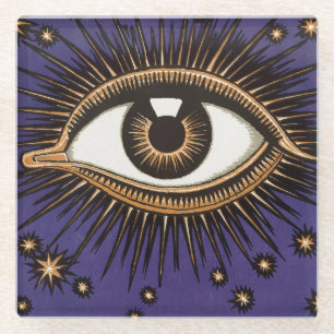 Posavasos De Vidrio Arte Celestial Místico del Ojo que Todo lo Ve Vint