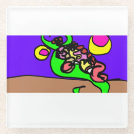 Posavasos De Vidrio Arte de ajolote rosa