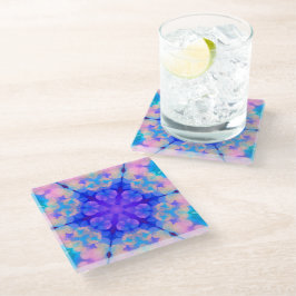 Posavasos De Vidrio Arte de burbujas en forma de gradiente azul y rosa