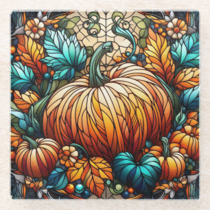 Posavasos De Vidrio Arte De Calabaza De Vidrio Manchado