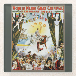 Posavasos De Vidrio Arte de cartel de carnaval de Mardi Gras móvil vin