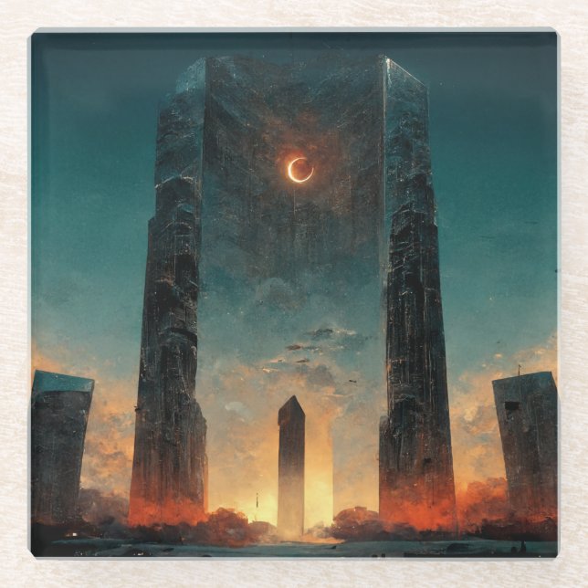 Posavasos De Vidrio Arte de ciencia ficción de Black Gate (Anverso)