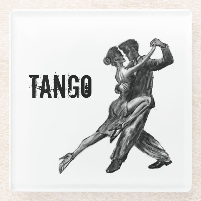 Posavasos De Vidrio Arte de danza argentina del tango (Anverso)
