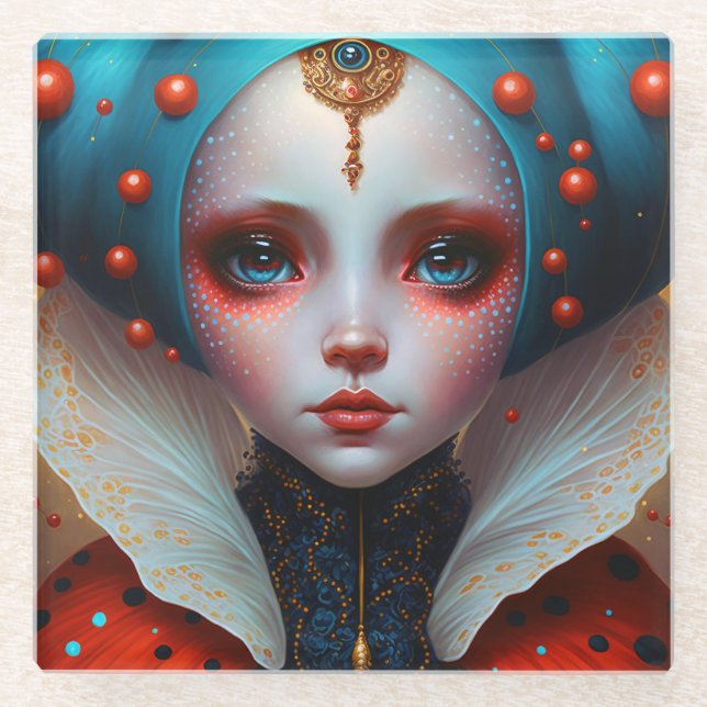 Posavasos De Vidrio Arte de fantasía de Reina Cuta (Anverso)