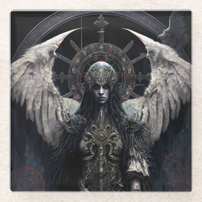 Posavasos De Vidrio Arte de fantasía gótica de Dark Angel (Anverso)