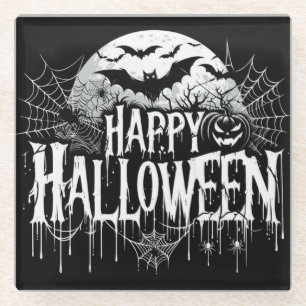 Posavasos De Vidrio Arte de Halloween feliz