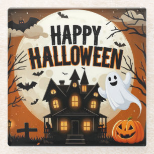 Posavasos De Vidrio Arte de Halloween feliz