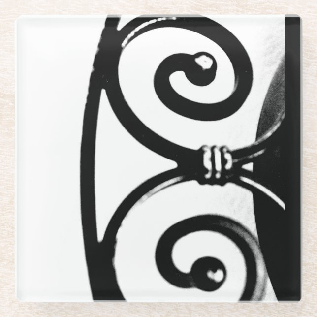 Posavasos De Vidrio Arte de hierro curvo (Anverso)