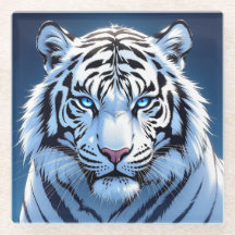 Arte de IA de Tigre Blanco de ojos azules