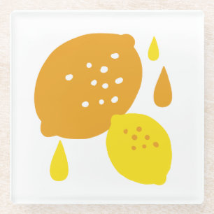 Posavasos De Vidrio Arte de limón azul de la marina - Diseño de cítric