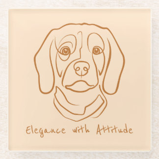 Posavasos De Vidrio Arte de línea de Beagle, Elegancia con Actitud