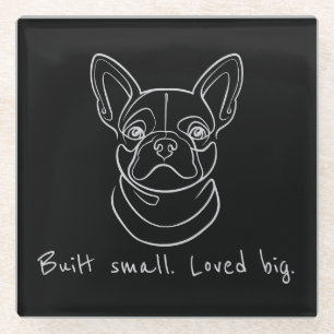 Posavasos De Vidrio Arte de línea de Bulldog Francés. Construido peque