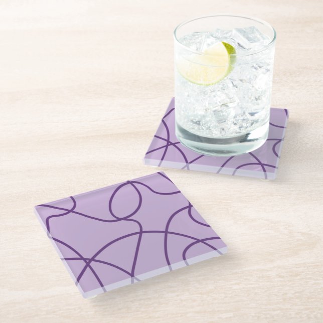 Posavasos De Vidrio Arte de línea en morado (Angular)