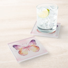 Posavasos De Vidrio Arte de mariposa en acuarela