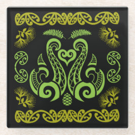 Posavasos De Vidrio Arte de Nueva Zelanda Maorí