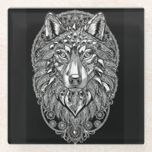 Posavasos De Vidrio Arte de pared León de Cristal Arte de línea blan