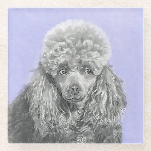 Posavasos De Vidrio Arte de perro azul grisáceo de juguete en miniatur