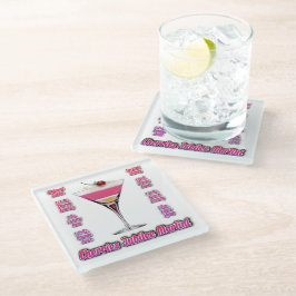 Posavasos De Vidrio Arte de Receta de Cóctel Martini Cherries Jubilee