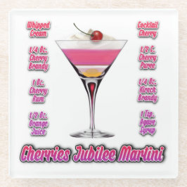 Posavasos De Vidrio Arte de Receta de Cóctel Martini Cherries Jubilee