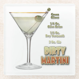 Posavasos De Vidrio Arte de Receta de Cóctel Martini Sucio