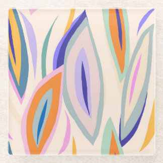 Posavasos De Vidrio Arte de verano: Patrón de collage creativo