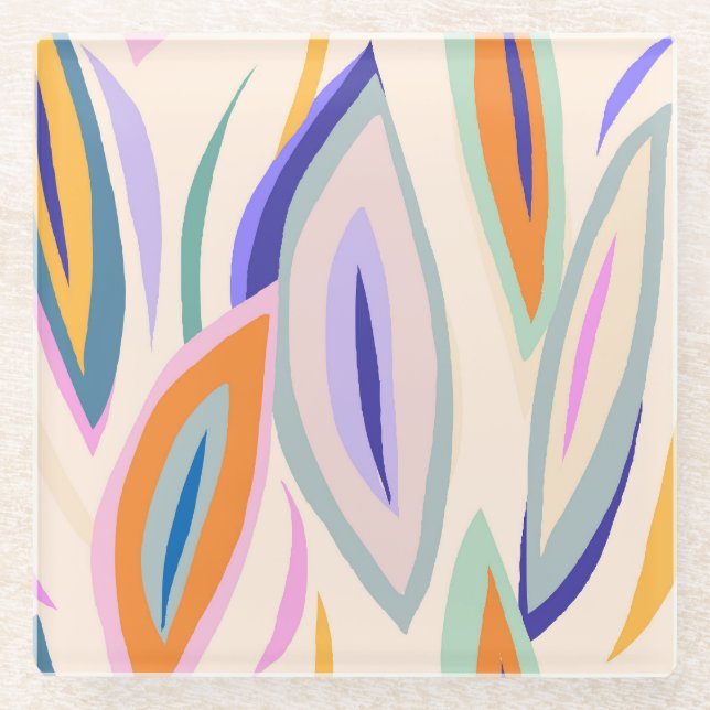 Posavasos De Vidrio Arte de verano: Patrón de collage creativo (Anverso)